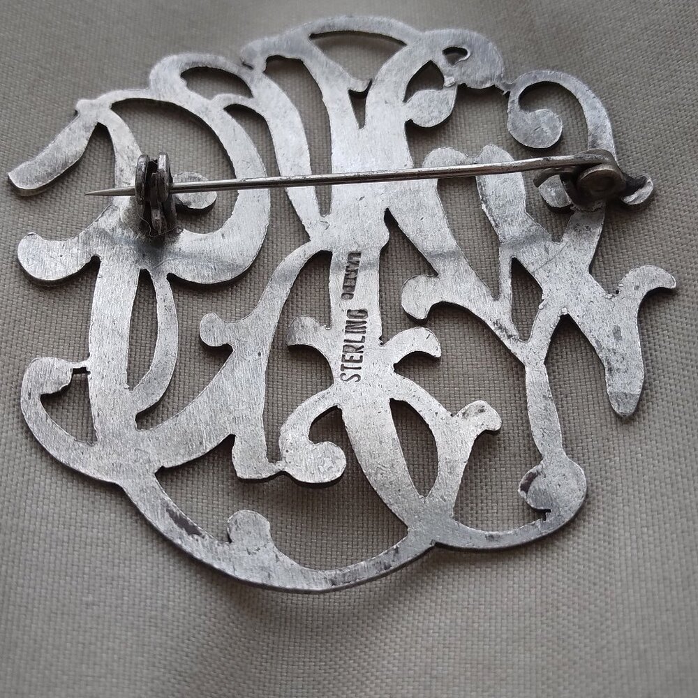 Laredo Sterling Silver Monogram Initial Brooch Pi… - image 3